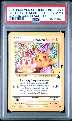 2021 POKEMON CELEBRATIONS CLASSIC COLL #24 BIRTHDAY PIKACHU-HOLO PSA 10