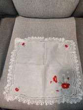 Vintage Floral Red and White Handkerchief Made in Phillipines