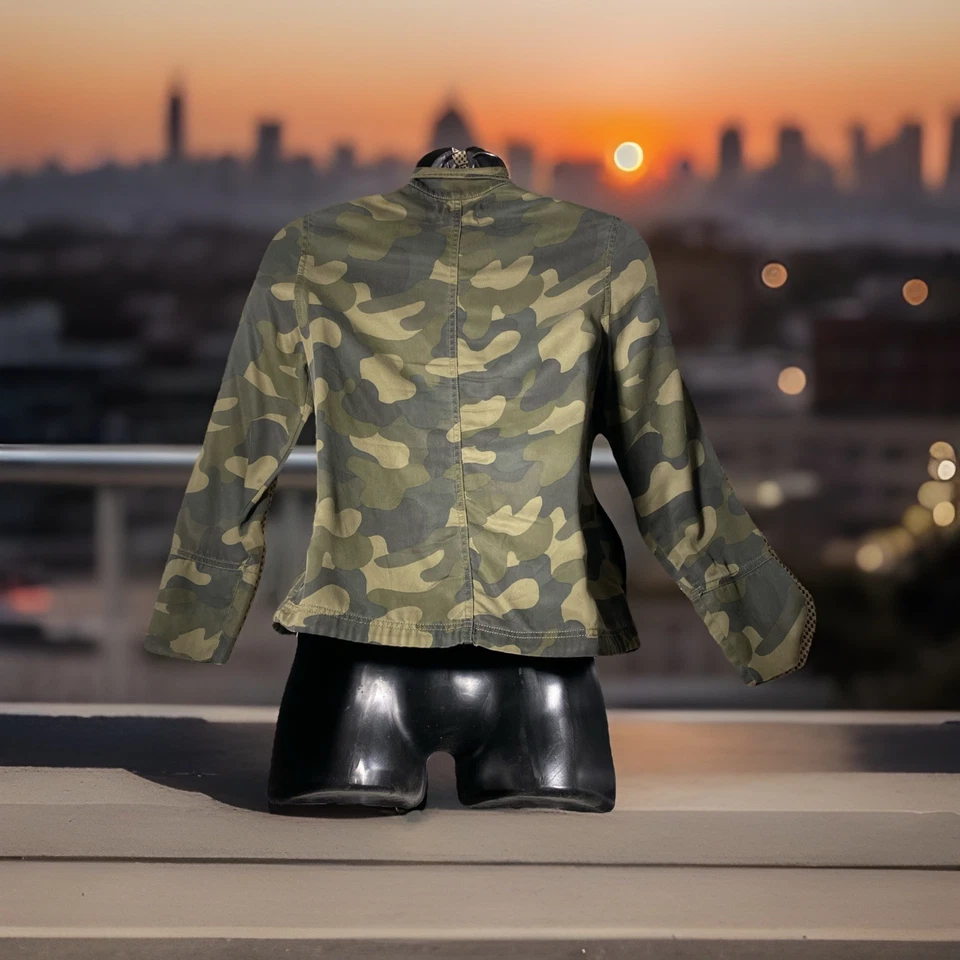 C&C California Women's Army Camo Mock Neck Full Zip Lyocell Utility Jacket XS - Image 2 of 4