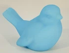 VTG Fenton Art Glass Blue Custard Satin Bird Songbird