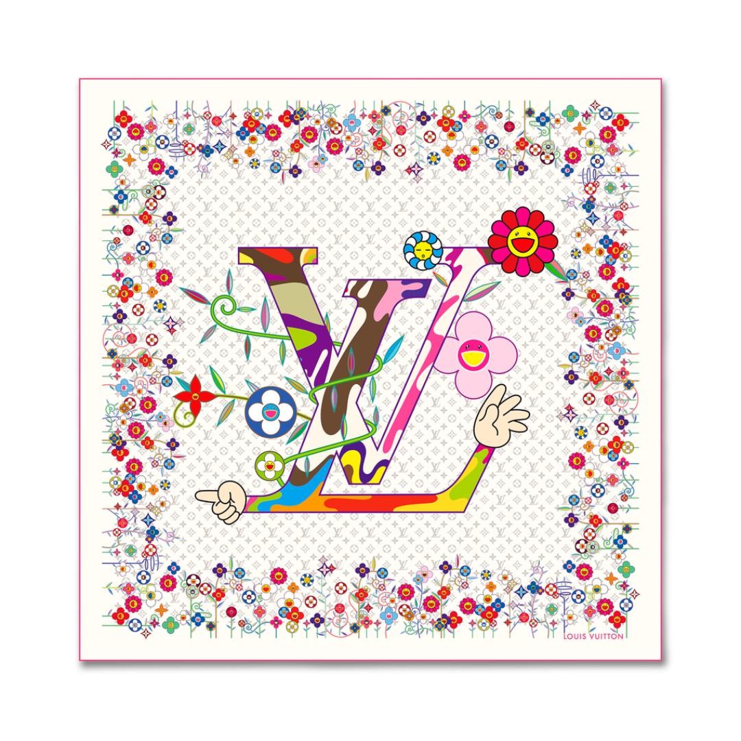 New Large Takashi Murakami LV TM Shawl Super Flat Unused