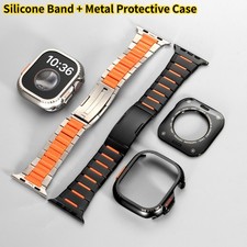 Silicone Band Metal Protective Case for Apple Watch 11 10 9 8 7 SE/Ultra 49mm