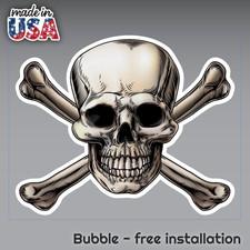 SKULL CROSSBONES VINYL 3M MADE in USA DECAL STICKER TRUCK WINDOW BUMPER WALL CAR