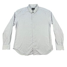 Emporio Armani Purple Micro Stripe Slim Fit Button Down Shirt Mens 44 17.5
