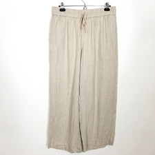 Quince Wide Leg Linen Pants Sz M Tall Beige Pull On Drawstring Waist Boho Summer