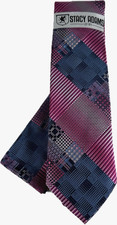Stacy Adams Men's Tie Hanky Set Fushia Cobalt Blue Plaids Checks Microfiber