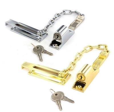 Extra Security LOCKING DOOR CHAIN & Keys Heavy duty Safety door Guard ...
