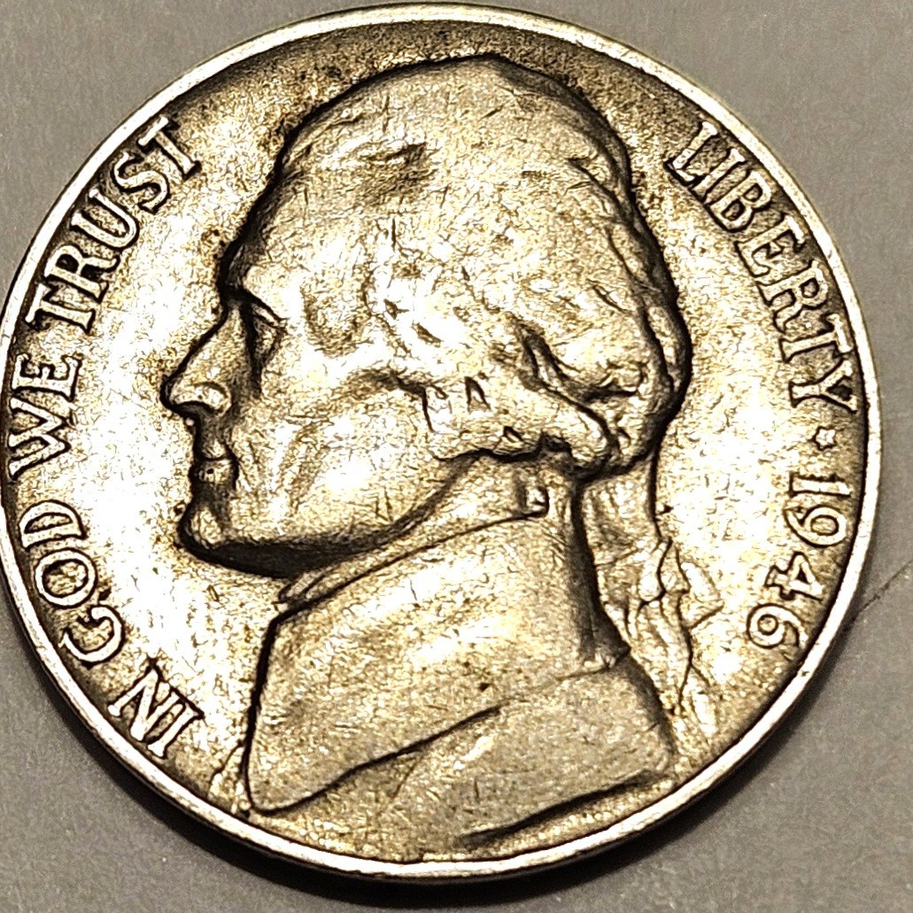 1946年 Jefferson nickel error 1946 Jefferson RARE Nickel wrong Planchette Collectible