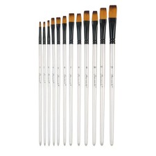 12x New Nylon Wool Artist Paint Brushes Fit For Watercolour Acrylic Gouache