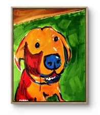 Original Art Goofy Dog 14x11 Colorful Modern Art Acrylic Painting on Canvas