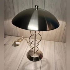 Vintage? Stainless Steel Mushroom Silver TableLamp MCM Space Ship Style