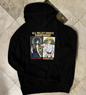 Naruto VS Cobra Kai Men's 2X Black Fleece Graphic Pullover Hoodie