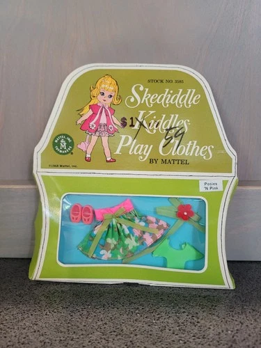 Vintage 1968 Mattel Skediddle Kiddles Outfit #3585 Posies ’N Pink NRFB Rare NOS