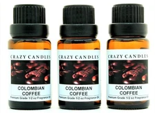3 Colombian Coffee 1/2oz Premium Grade Scented Fragrance Oil Crazy Candles