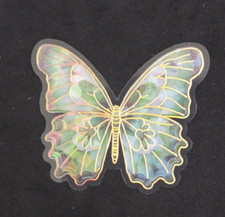 Bright Colorful Green Butterfly Transparent Sticker 2.18" x 2.38" Q