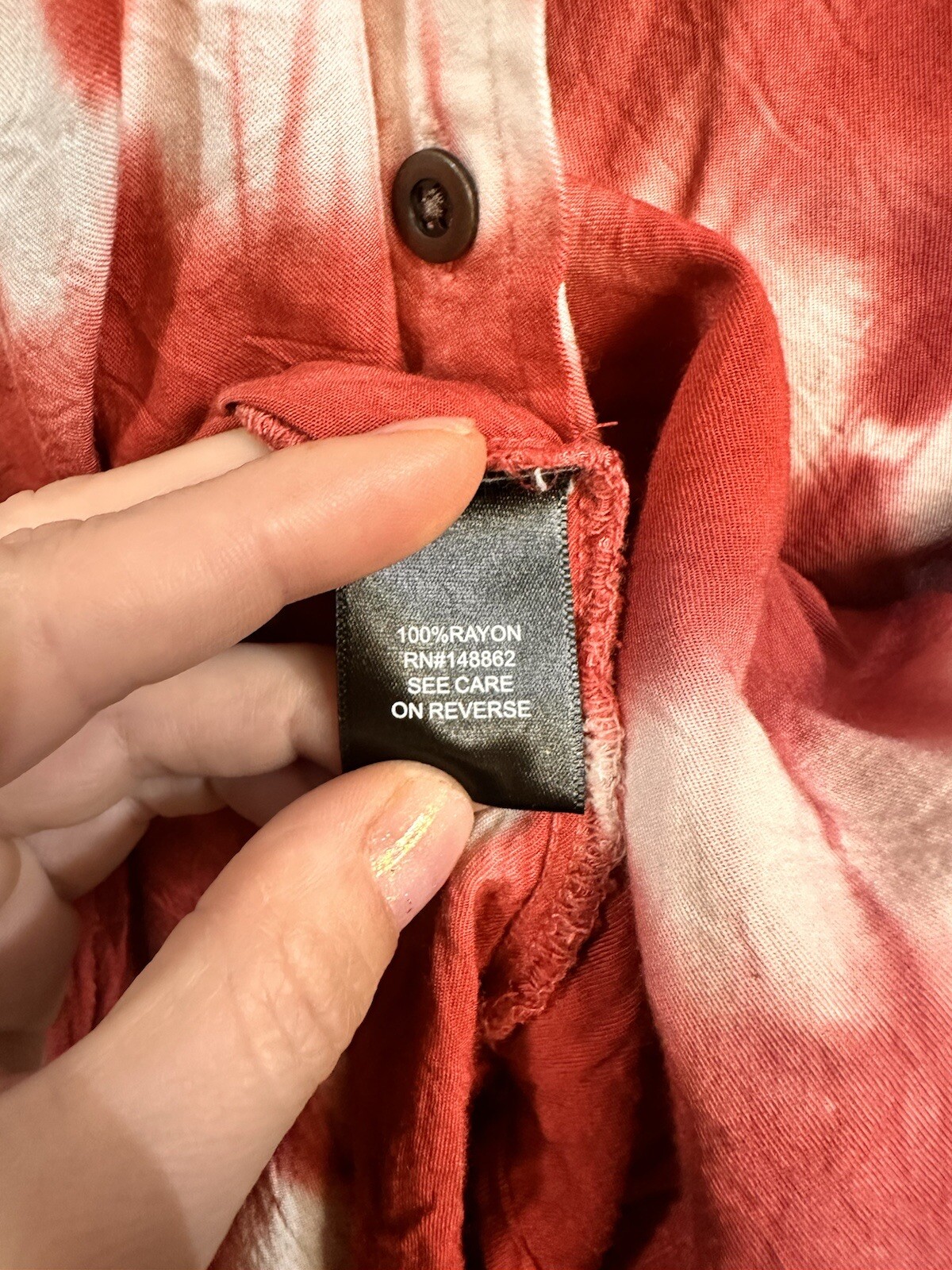 Torrid Red Tie-Dye Button Down Collared Blouse Bo… - image 6