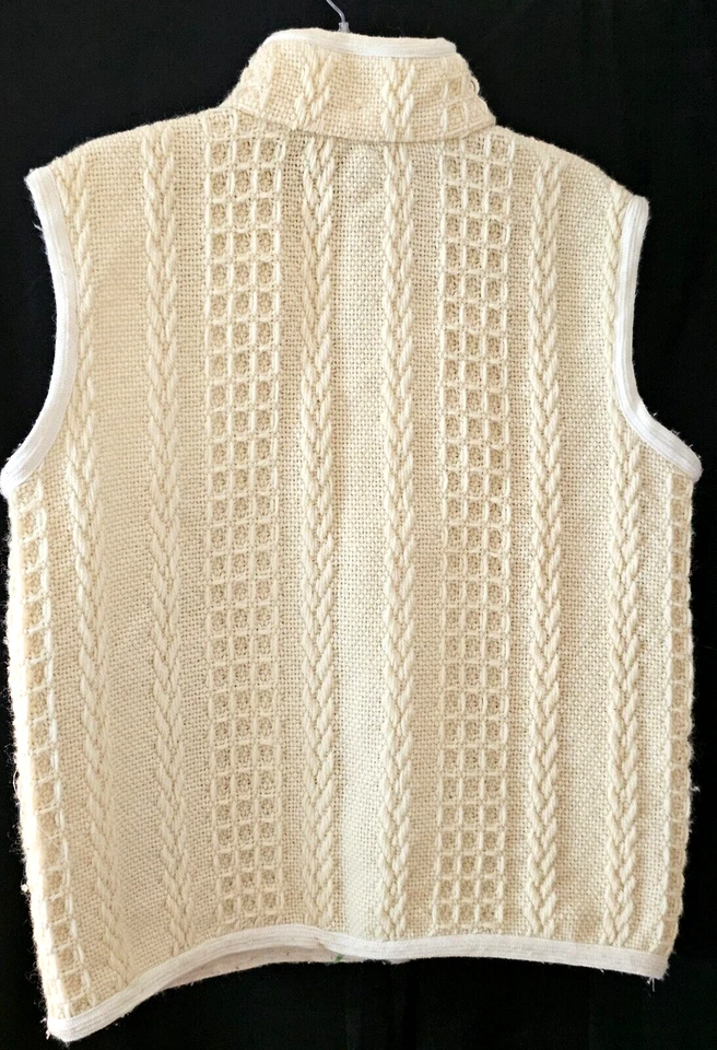 Chaleco Branigan Weavers Ireland Para Mujer Lana Beige Texturizado Tejido Cremallera -Bolsillos XL Foto 2 de 4