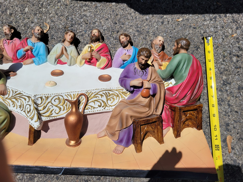 Vintage 3-D LARGE Jesus The Last Supper Statue Wall Plaque / Standing Figurine - Picture 4 of 23