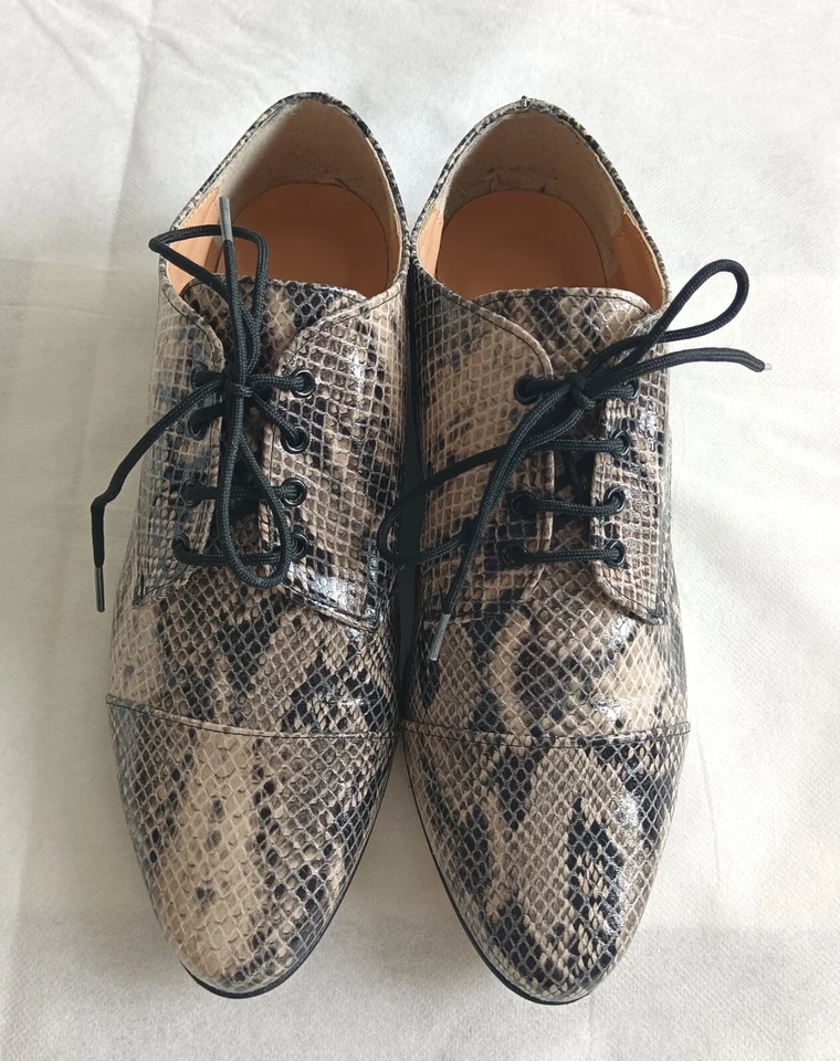 Neu SORÉ ROMA Derby Schnürer LEDER 37 PYTHON Schuhe Damen grau Derbies Halbschuh - Bild 2 von 4