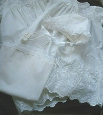 Vintage Madonna Infant Girl Four Piece White Christening Outfit Size Large