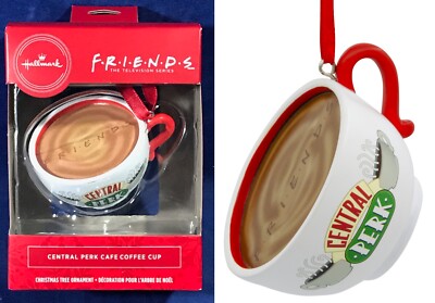 FRIENDS ORNAMENT Central Perk Cafe COFFEE CUP MUG Hallmark TV SERIES Christmas