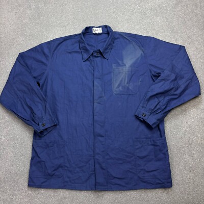 Französische Jacke Erwachsene Large blau Vintage Hausarbeit Arbeitskleidung C...