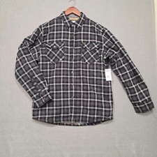 Wrangler Mens Black Plaid Fleece Lined Flannel Jacket with Snaps Size Small NWT