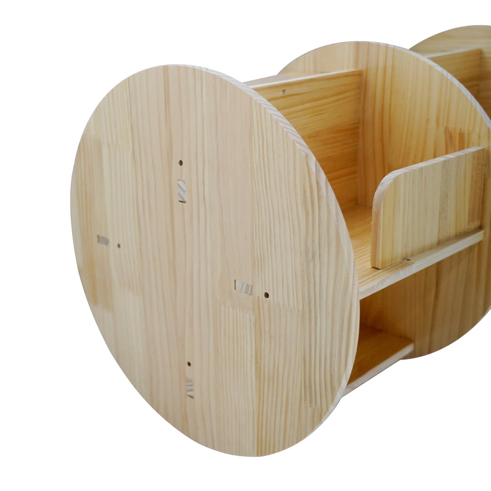 Small Rotating Bookshelf Wood Book Organizer for Living Room Bedroom Study Room - Image 4 of 4