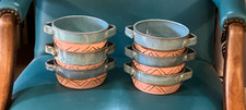 VTG Set Of 6 Southwestern Blue & Pink Clay Pottery Bowls Signed A&A Art Pottery