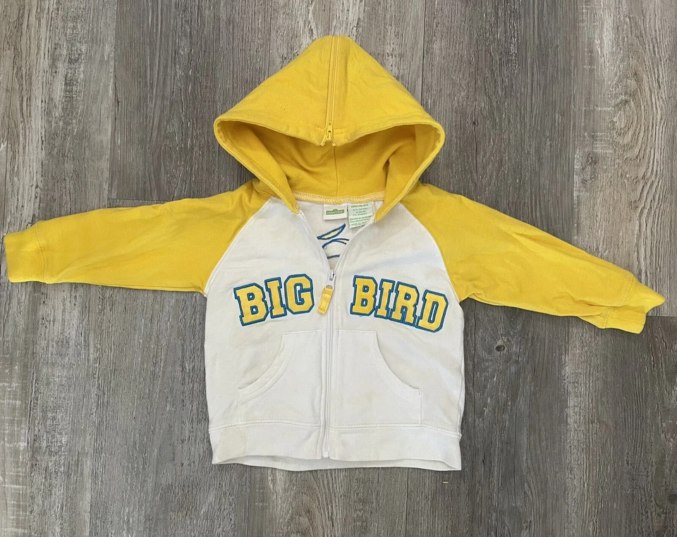 Sudadera Big Bird Plaza Sésamo Bebé Talla 18M Vintage Bordada Con Capucha Cremallera Foto 2 de 4