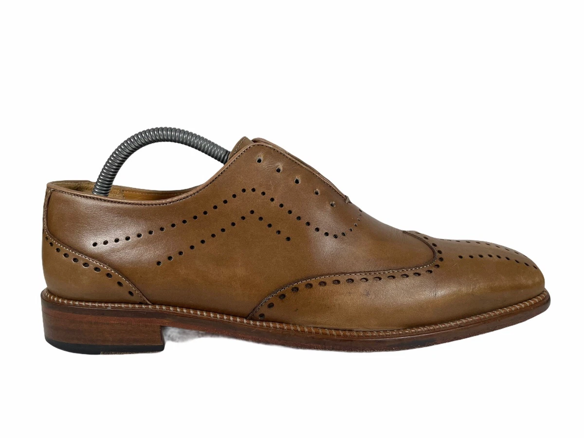 B47 Mezlan Luggage Saddle Brown Burnished Leather Perforated Wingtip Shoes 10.5 Mezlan Brown Wingtip Dress Shoes for Men for sale | eBay main image 2