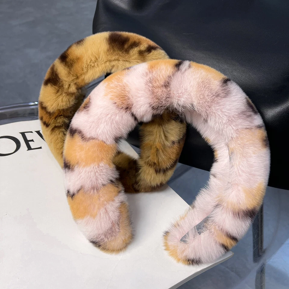 Diadema de piel de conejo real para mujeres damas banda para el cabello aro para el cabello decoración regalo Foto 3 de 4