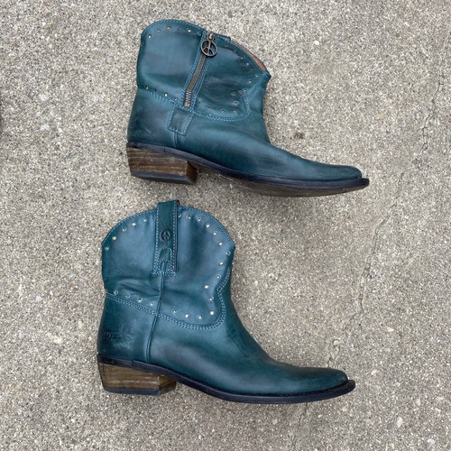 TEAL LEATHER BOOTS 