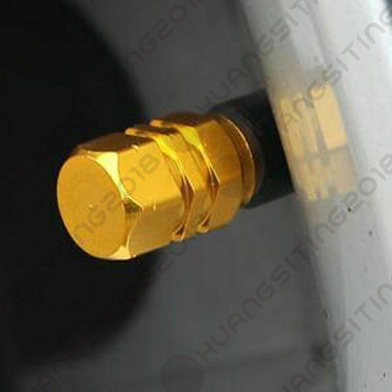 Gold Aluminum Tire/Wheel Air Pressure Valve Stem CAPS For AutoCar