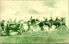 c.1910'S WWI PHOTO POSTCARD CALVARY HORSE DRAWN FIELD ARTILLERY GUN 