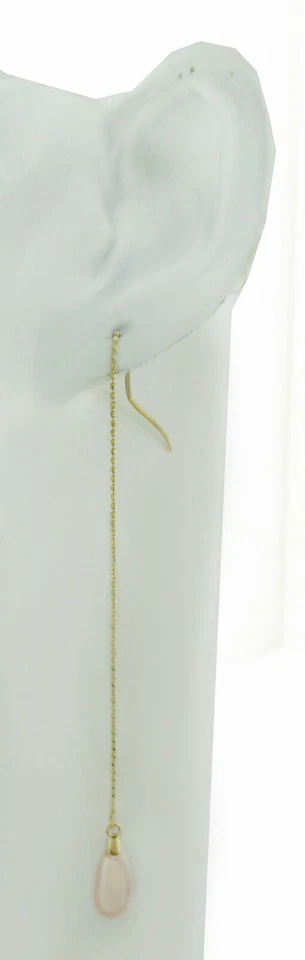 GENUINE PEARLS LONG DANGLING EARRINGS 14K YELLOW GOLD *** New With Tag *** - Image 3 of 3