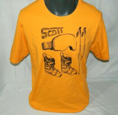 Scott Sports Ski  Goggles USA Yellow hand drawn Graphic T Shirt Mens 2XL Skiing