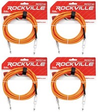 4 Rockville RCGT10O 10' 1/4" TS to 1/4'' TS Guitar/Instrument Cable