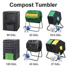 Compost Bin Kitchen Garden Waste Bin Composter Tumbler 18.5/37/43/80/120 Gallon