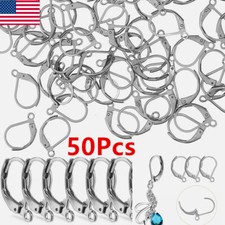 50Pcs Silver Plated Leverback Earring Hooks Locking French Ear Wires USA