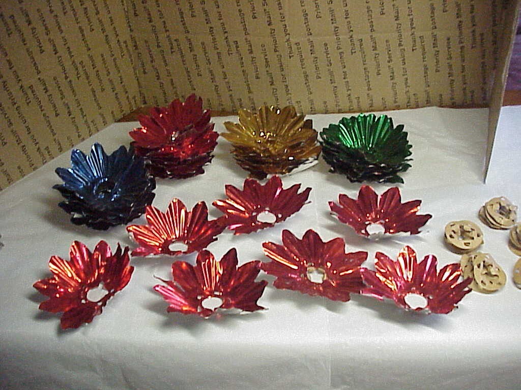30 vintage aluminum Christmas light reflectors star flowers eBay