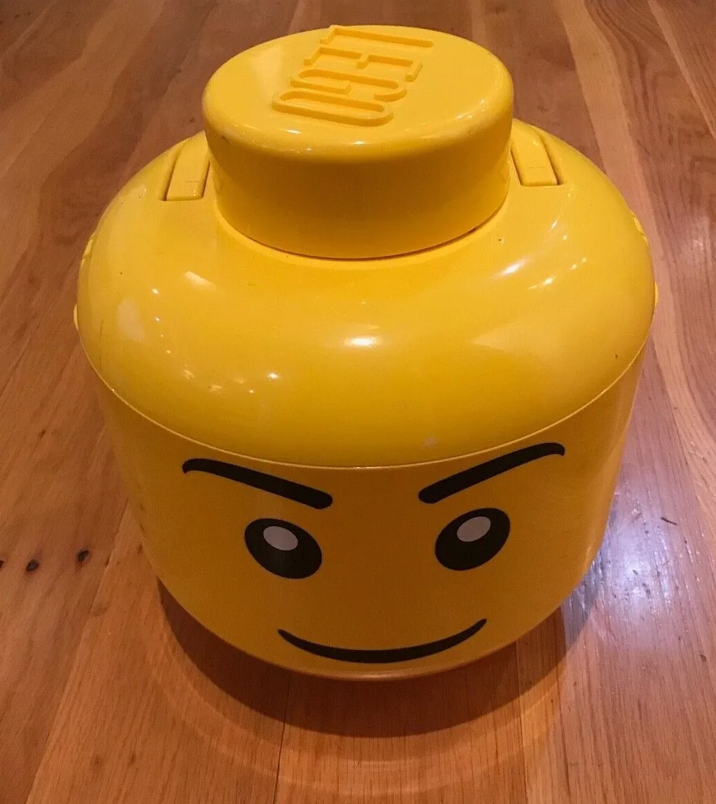 12 Lego Head - Brick Sorter - Storage Cont. - Yellow Face -- Lid & 2 Trays