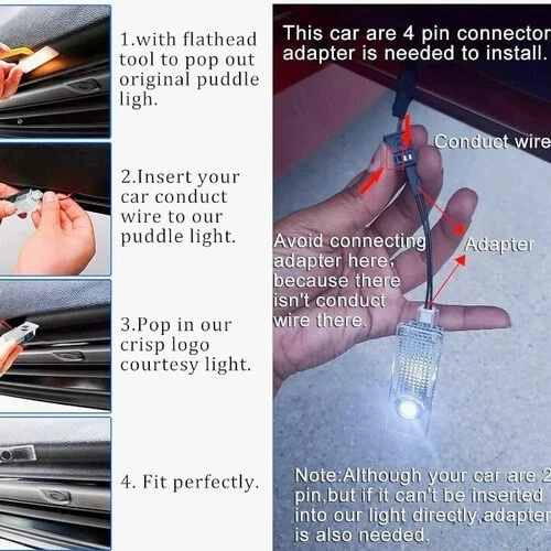 2Pcs HD Car Door Welcome Sport Led Lights For BMW E60 E90 E63 E92 X3 - Image 4 of 4