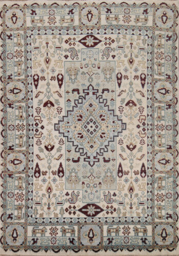 Tribal Geometric Heriz Serapi Oriental Area Rug 8x10 Ivory Wool Handmade Carpet - Picture 1 of 20