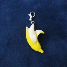 YELLOW BANANA Charm Zipper Pull Keychain Add On Clip Dangle Planner Food Novelty