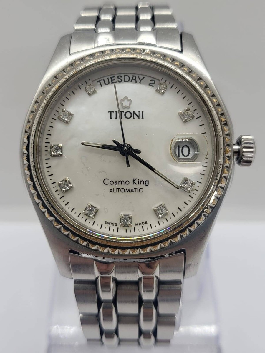 Titoni Cosmo King 777 Automatic Mens Silver Sapphire Crystal Watch