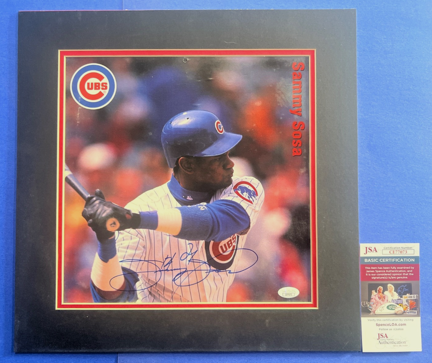Sammy Sosa Autographed Signed 12x12 Mounted Photo Size 16x16 Chicago Cubs JSA COA CE77073 