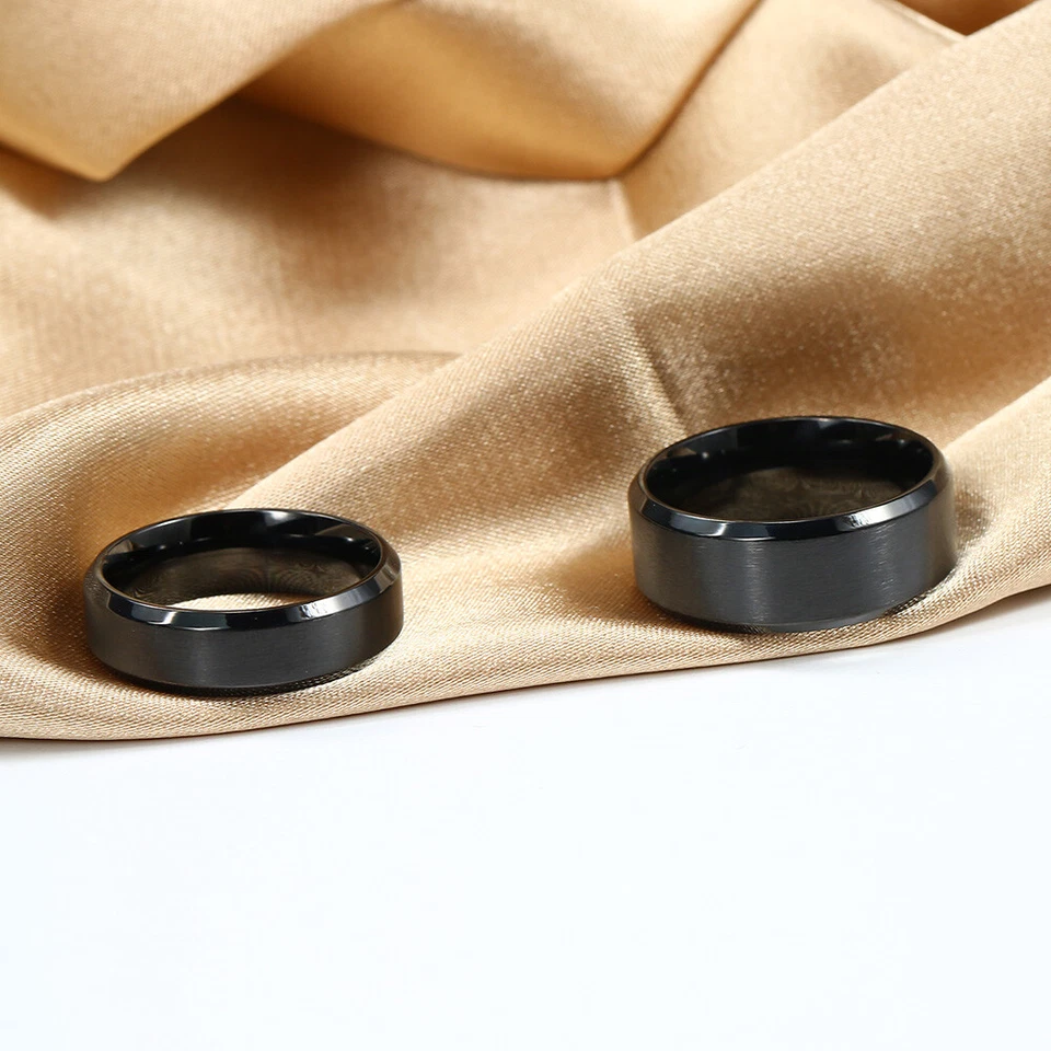 Women Men Ring Wedding Bands Promise Ring for His Her Stainless Steel Half Size - Image 3 of 4