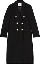 Women's Double-breasted Autumn Coat, Black, Medium (m), 90% Polyester, 10% Wool