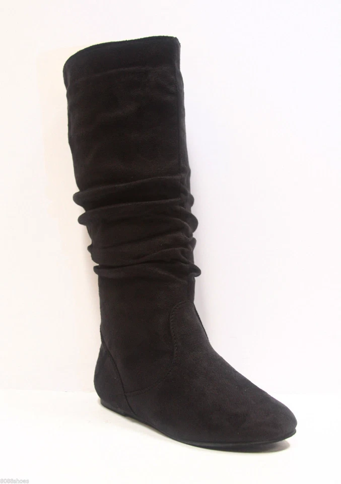 Women's Shoes Cute & Comfort Round Toe Flat Slouchy Mid Calf Knee High Boot NEW - Image 4 of 4